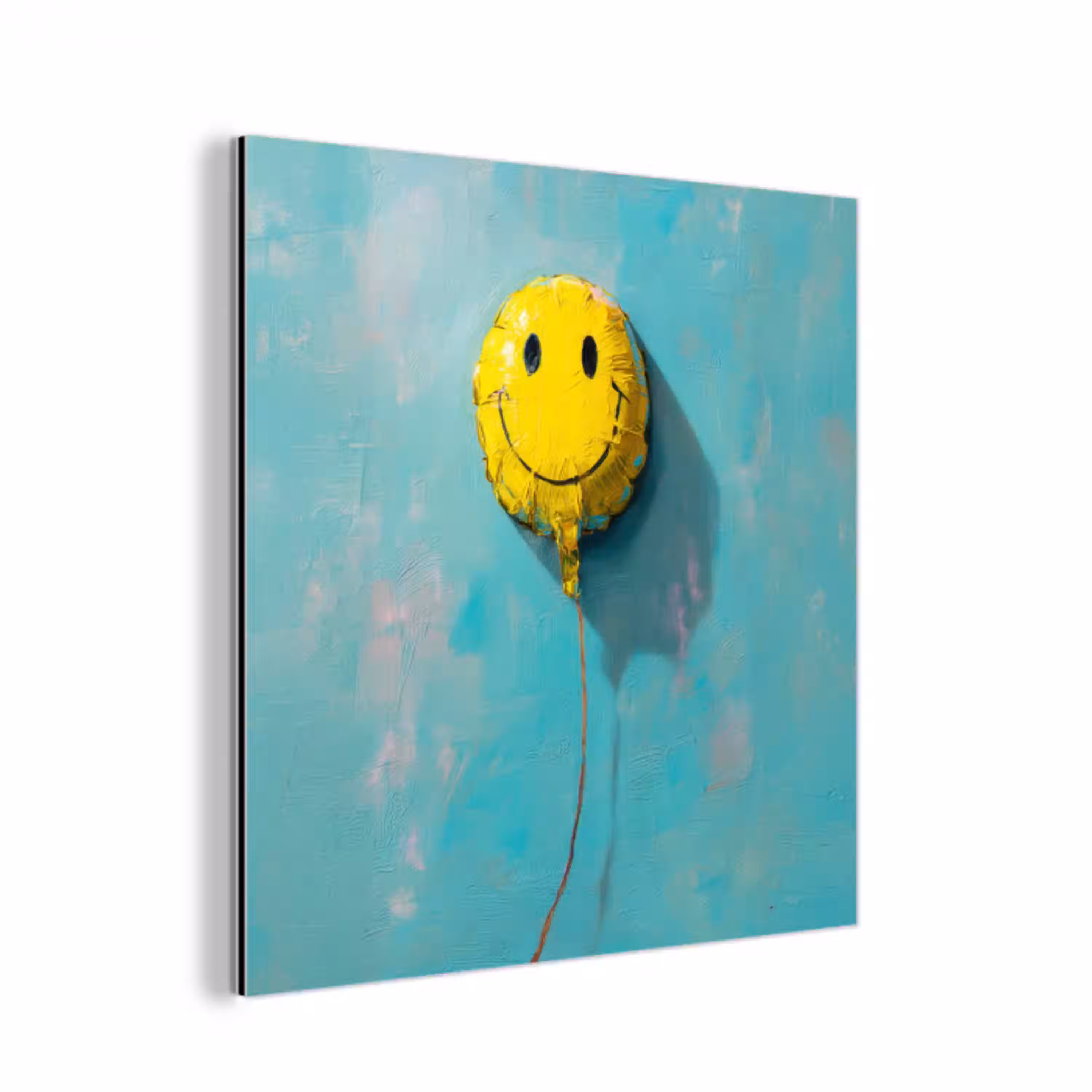 Ballon - Geel - Smiley aluminium wit klein -3d