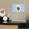 Aardbeien - Lijst - Rood - Geruit poster papier klein -sfeer1