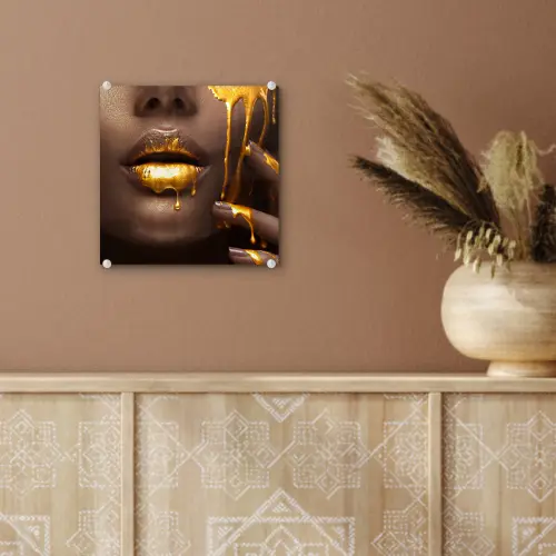 Goud - Vrouw - Verf - Lippen - Luxe plexiglas 5mm klein -sfeer5