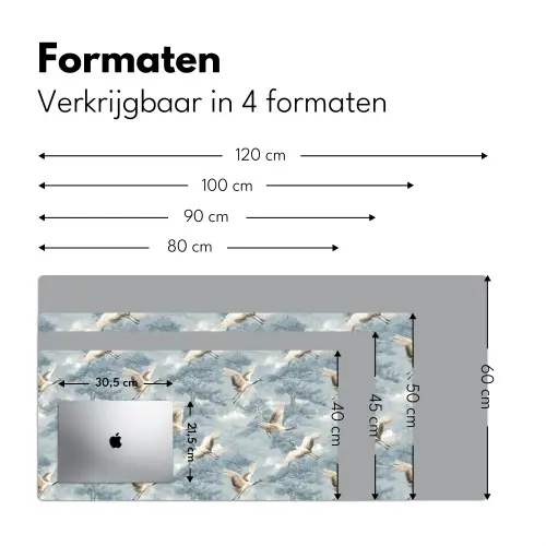 Wolken - Kraanvogels - Blauw Muismat XXL klein 681 -sfeer5