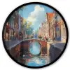 Stad - Gracht - Zon - Fietsen Fotolijst rond zonder passe partout klein -3d