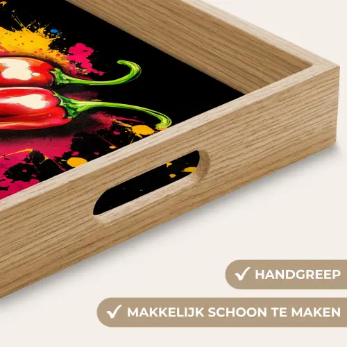 Peper - Graffiti - Verf - Abstract - Modern - Kleurrijk Dienblad Rechthoek middel -USP_HandgreepNL