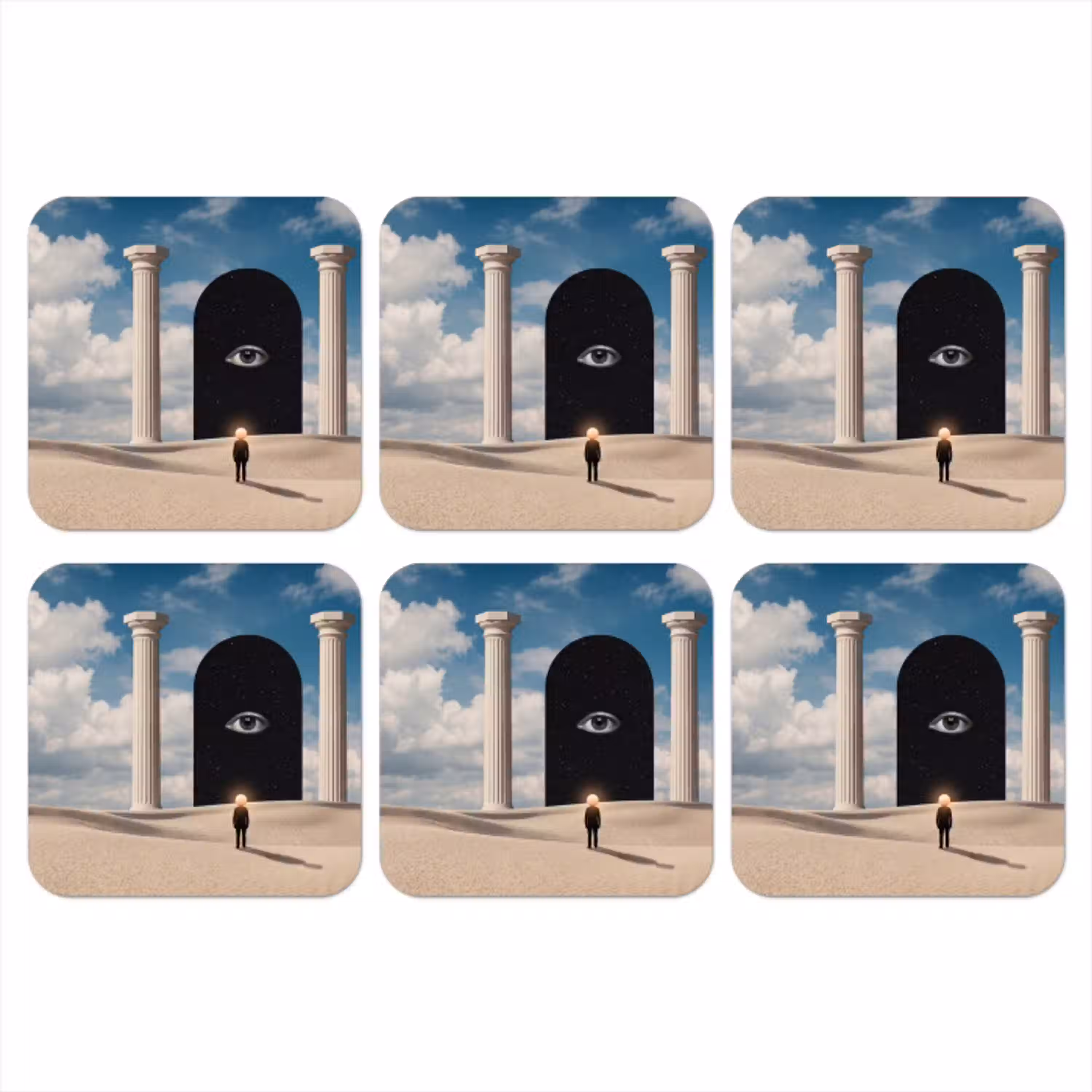 Droom - Woestijn - Oog onderzetter kurk middel -3d