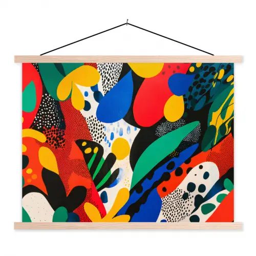 Abstract - Planten - Vormen - Kleurrijk textielposter latten blank klein -3d