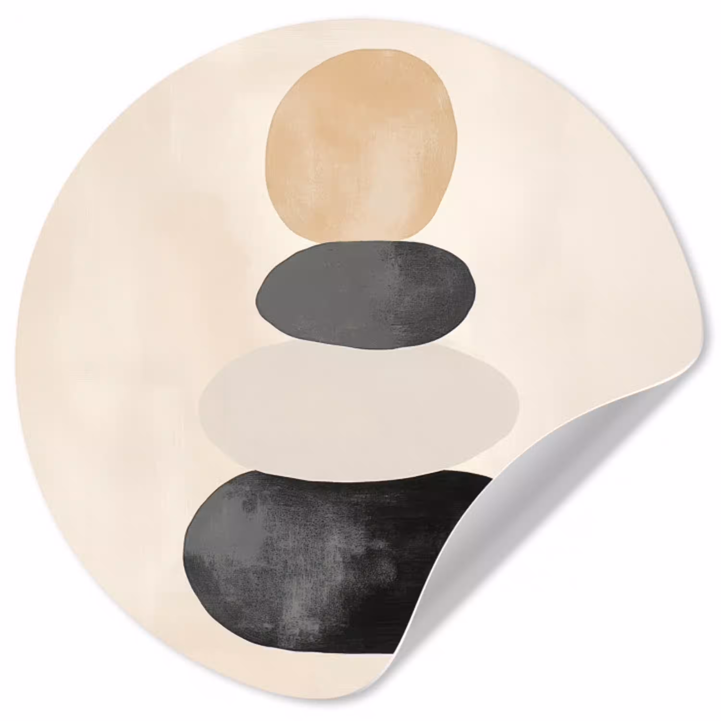 Japandi - Wabi sabi - Beige Wandcirkel behangsticker klein -3d
