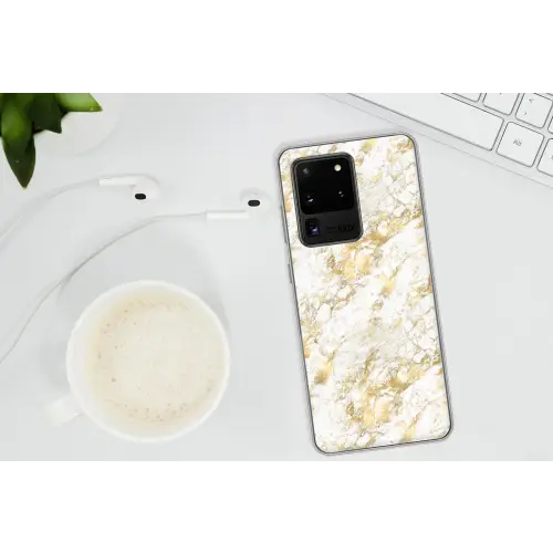 Marmer - Goud - Structuur Telefoonhoesje Samsung Galaxy S20 Ultra klein 358 -oordopS20Ultra