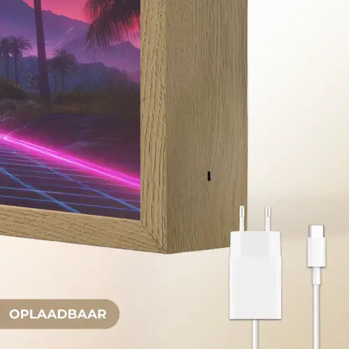 Horizon - Palmbomen - Bergen - Geel Light Box met batterij (Wandlamp) middel -USP_websiteoplaadbaarNL