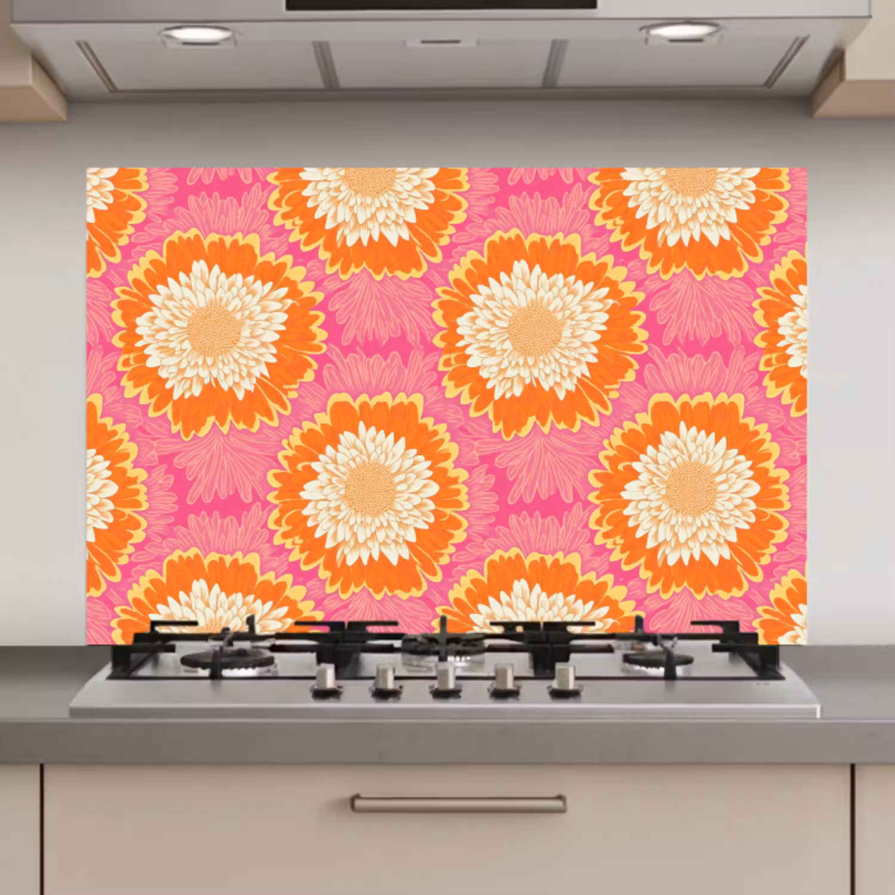 Retro - Bloemen - Kleurrijk keuken achterwand spatscherm klein 900 -3d_website