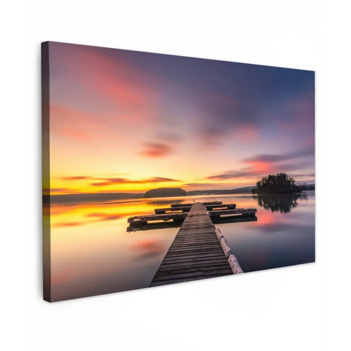 Steiger - Zonsondergang - Water - Zee - Reflectie canvas 2cm klein -z3d