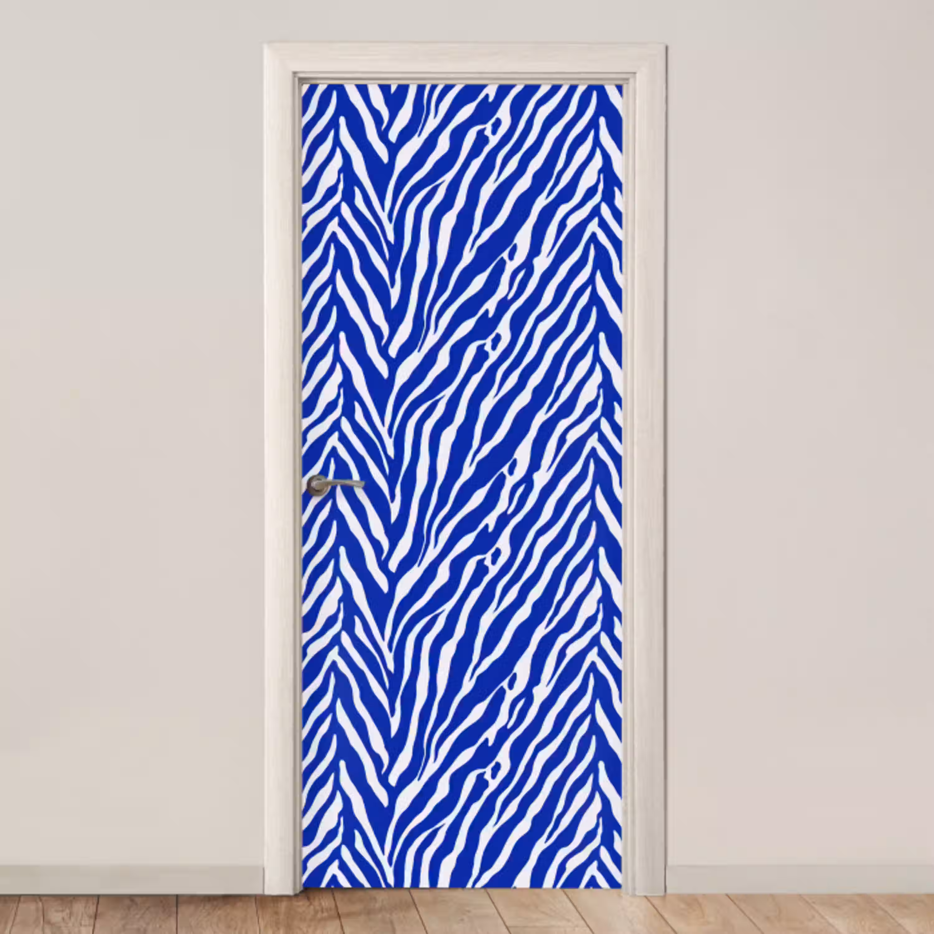 Zebra - Patroon - Kobalt - Blauw deurposter klein 289 -3d_beige