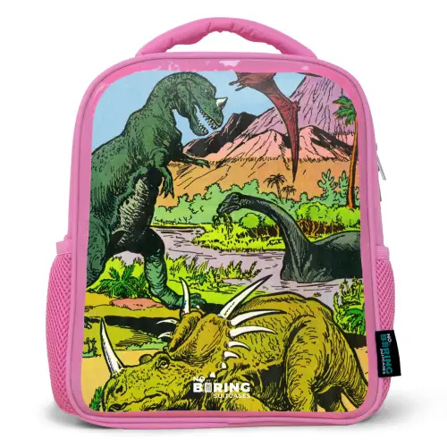 Feest in Dinosaurusland Kinderrugzak - Roze middel -3d