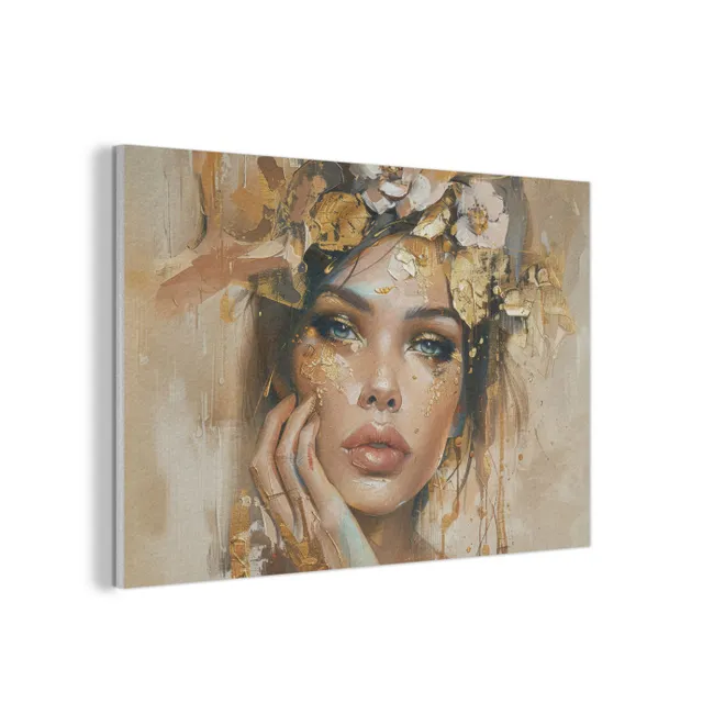 Acoustic Felt - Woman - Flowers - Gold - Portrait