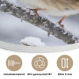 Vogel - Tak - Sneeuw - Winter Akoestische PET Vilt - Rond klein -closeup_NL