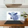 Illustratie - Koe - Blauw keuken achterwand spatscherm klein -sfeer2