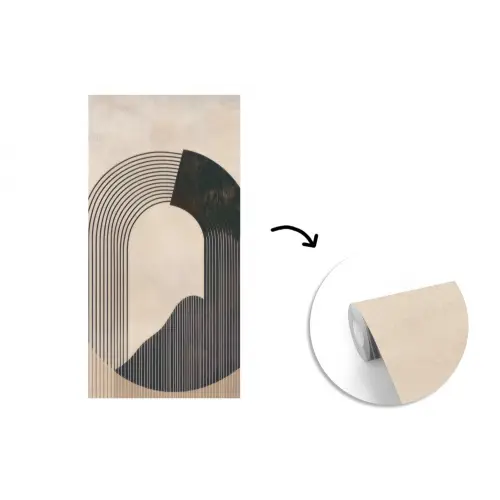 Grafisch gebogen motief - Beige fotobehang vinyl groot -3d