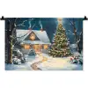 Kerst - Kerstboom - Winter - Huis - Sneeuw Wandkleed katoen klein -zz3d
