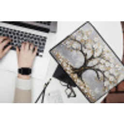 Boom - Bloemen - Natuur - Abstract - Wit laptophoes neopreen klein -bureau