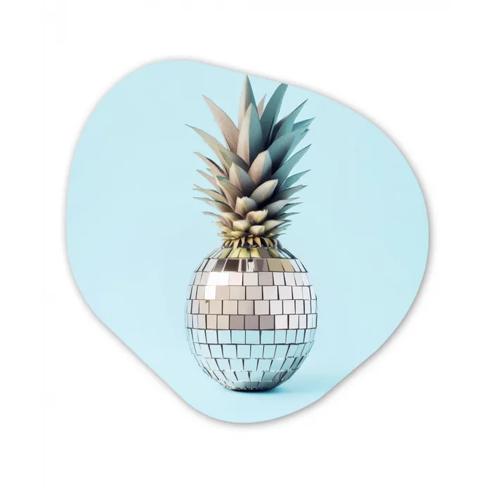 Blauw - Ananas - Disco - Discobal Wandcirkel Organisch Forex 3mm klein -3d