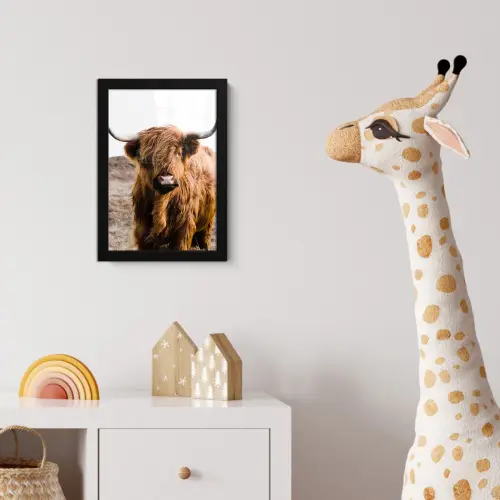 Schotse hooglander - Landschap - Koe - Bruin - Dieren - Natuur fotolijst zwart zonder passe partout klein -usfeer4_kinderkamer