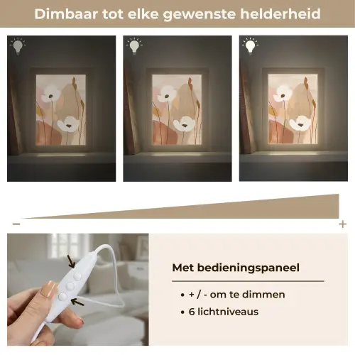 Bloemen - Abstract - Beige - Line art Light Box met kabel (Tafellamp) klein -USP_dimbaarNL