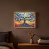 Boom - Kleurrijk - Bloemen - Kunst - Abstract Light Box met batterij (Wandlamp) middel -sfeer4