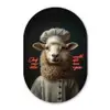 Schaap - Kokskleding - Neon - Quote Wandcirkel Ovaal Glas middel -3d