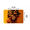 Vrouw - Citroenen - Bloesem - Geel Placemat vinyl groot -specs