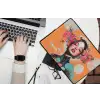 Portret - Vrouw - Abstract - Bloemen laptophoes neopreen klein -bureau