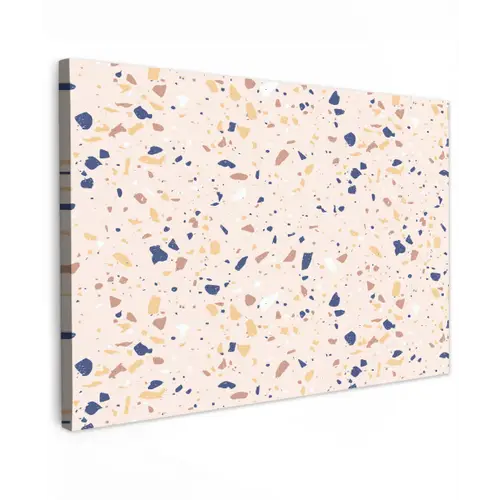 Terrazzo -  Patroon - Kleurrijk - Indigo Tuinposter op houten frame 2 cm dik klein 845 -3d