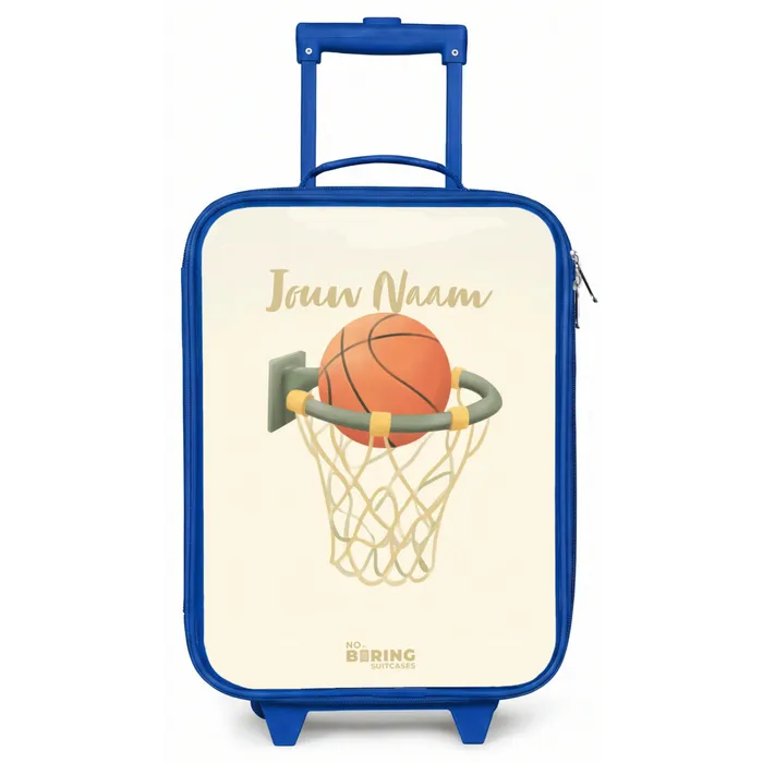 Basketbal in neutrale kleuren Kinderkoffer - Blauw klein -zz3dotto