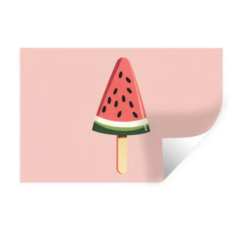 Watermeloen - Ijsje - Pitjes - Rood Muursticker klein -3d