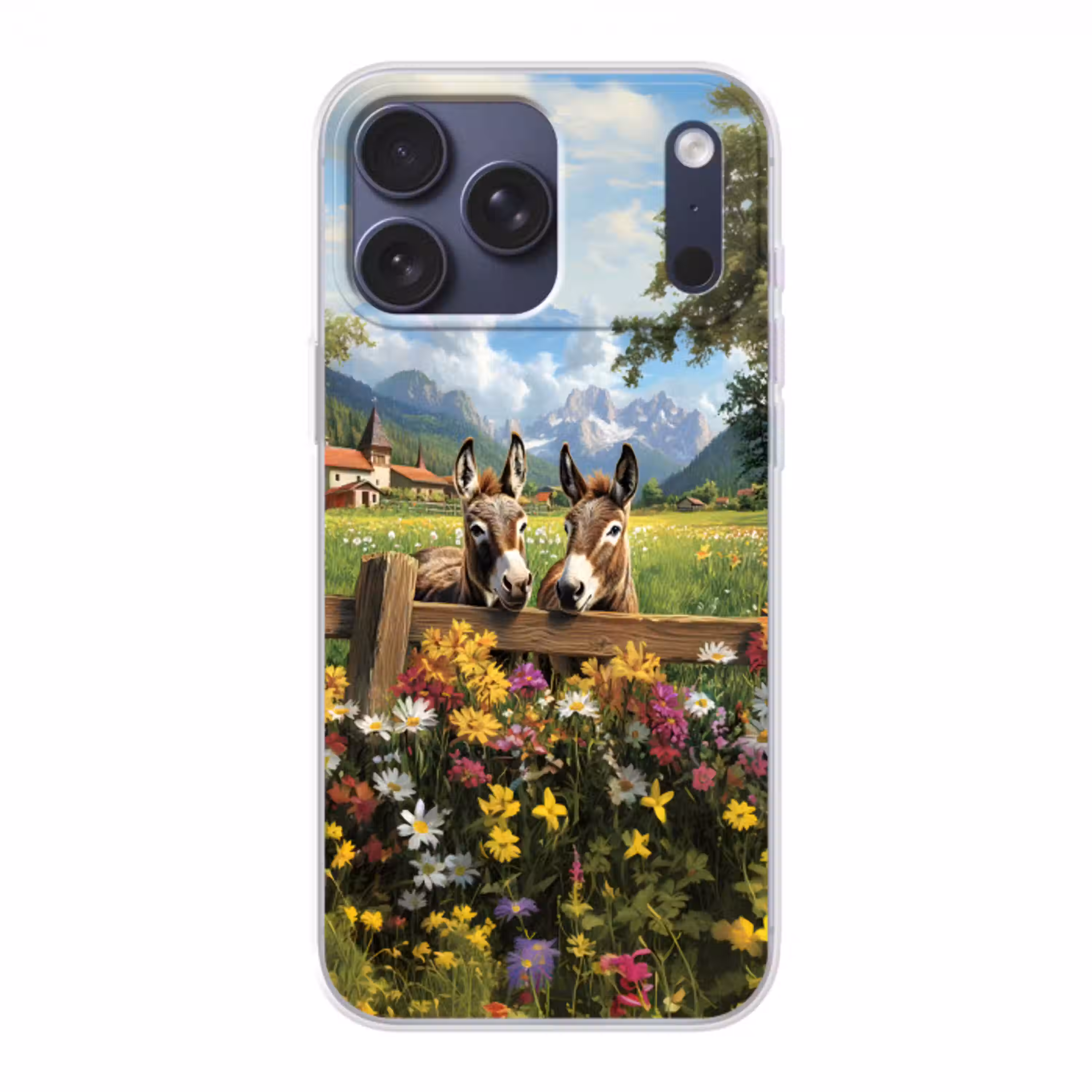 Ezels - Bloemen - Zomers Telefoonhoesje iPhone 17 Pro Max klein -3d