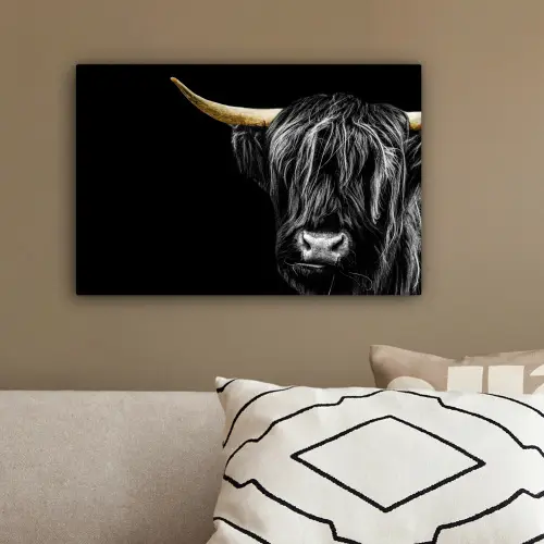 Schotse hooglander - Goud - Vacht - Dieren - Koe canvas 2cm klein -sfeer3