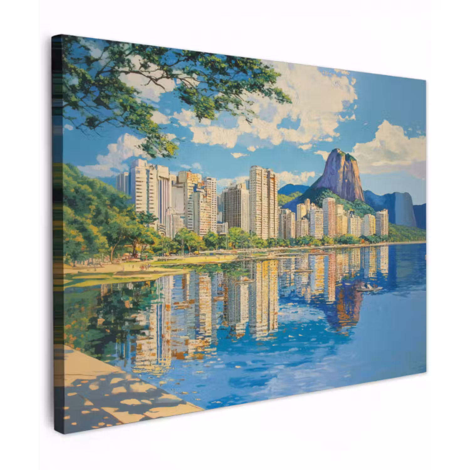 Leinwandbild - Berg - Skyline - Strand - Wasser