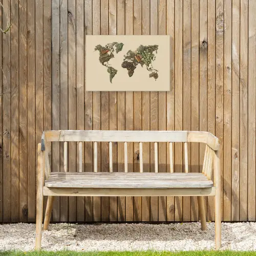 Wereldkaart - Kruiden - Kleurrijk Tuinposter op houten frame 2 cm dik klein -sfeer4