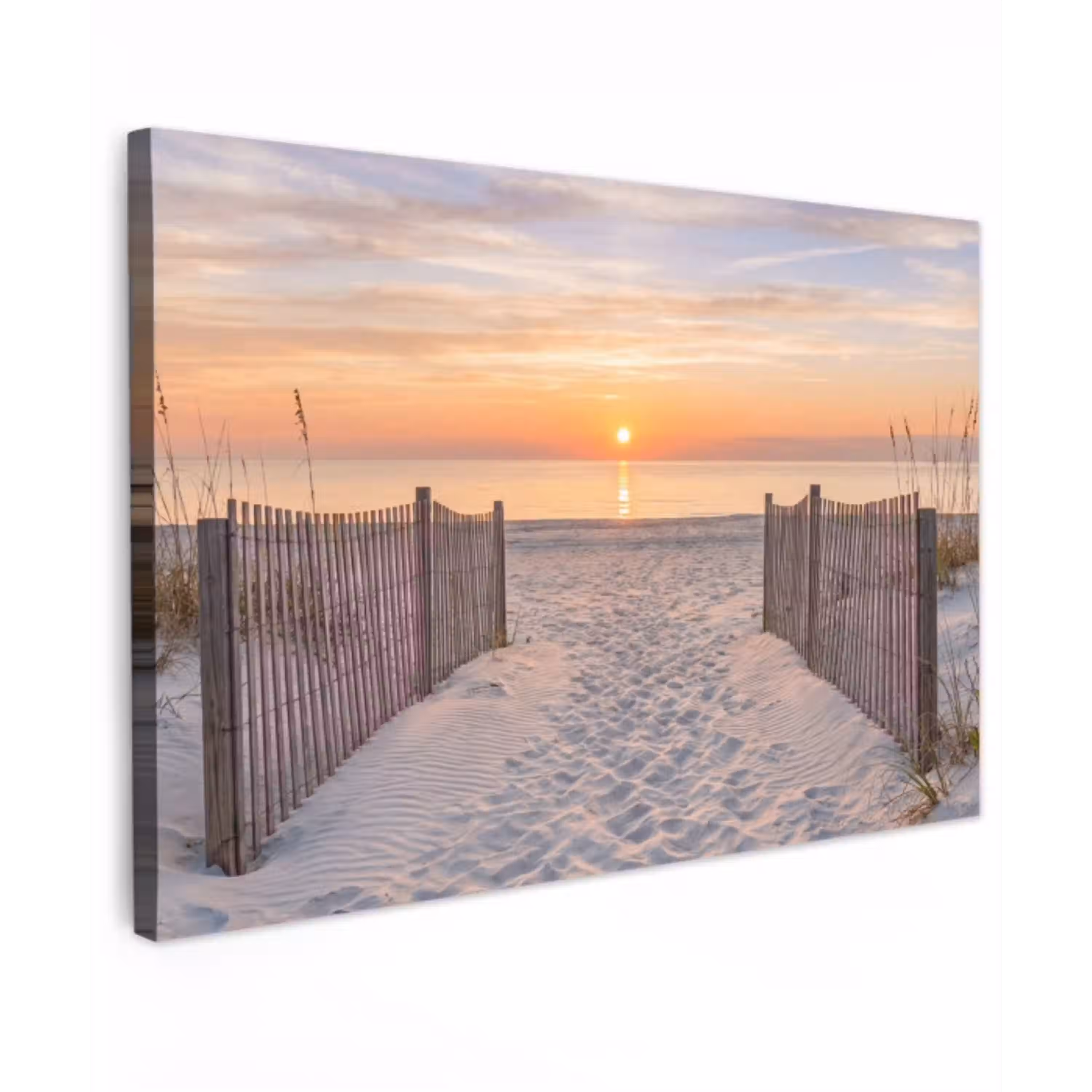 Zonsondergang - Strand - Zand Tuinposter op houten frame 2 cm dik klein -3d