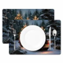 Kersttruck - Sneeuwbos - Rood Placemat vinyl groot -zzsfeer2_Kitchenyeah-website