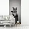 Vos - WC-ontstopper - Zwart - Wit fotobehang vinyl groot -woonkamer