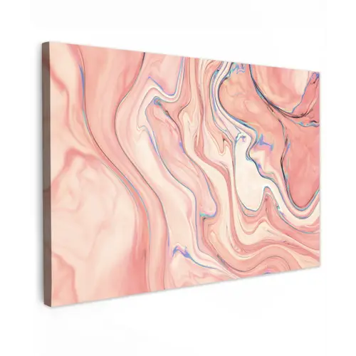 Marmer - Pastel - Roze - Blauw - Marmerlook - Abstract canvas 2cm klein -z3d