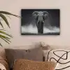 Olifant - Zwart - Wit - Rook canvas 2cm klein -sfeer1