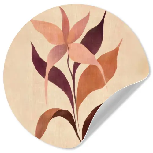 Minimalistisch - Bloem - Bladeren - Beige Wandcirkel behangsticker klein -3d