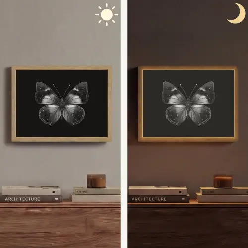 Vlinder - Grijs - Mysterieus Light Box met batterij (Wandlamp) middel -sfeer3