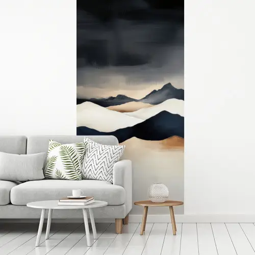 Bergen - Donkerblauw - Landschap fotobehang vinyl groot -woonkamer