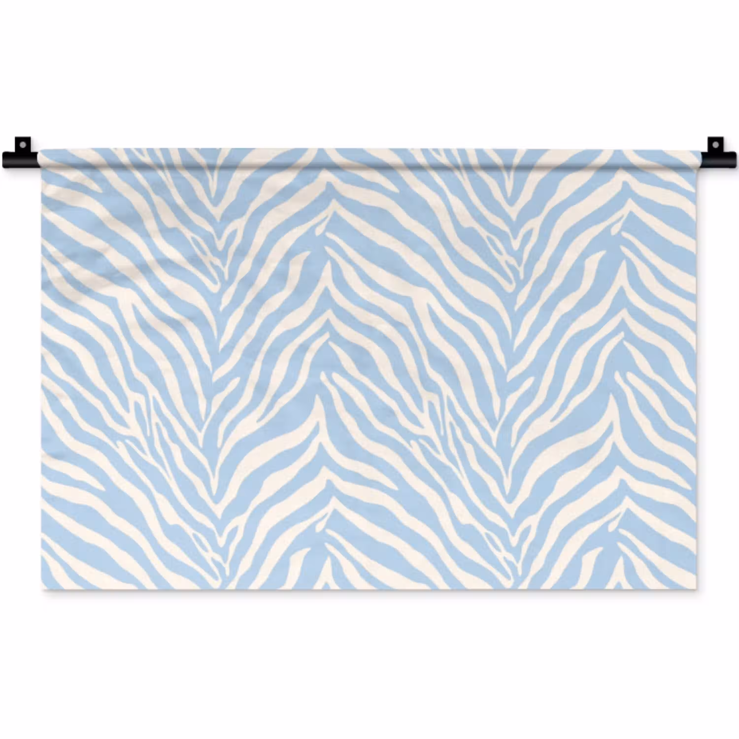 Zebra - Motief - Blauw - Wit Wandkleed katoen klein 269 -zz3d