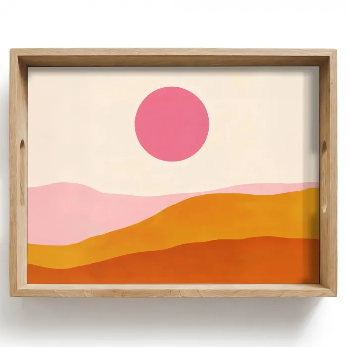 Zon - Heuvels - Abstract - Roze Dienblad Rechthoek middel -z3d_shopping