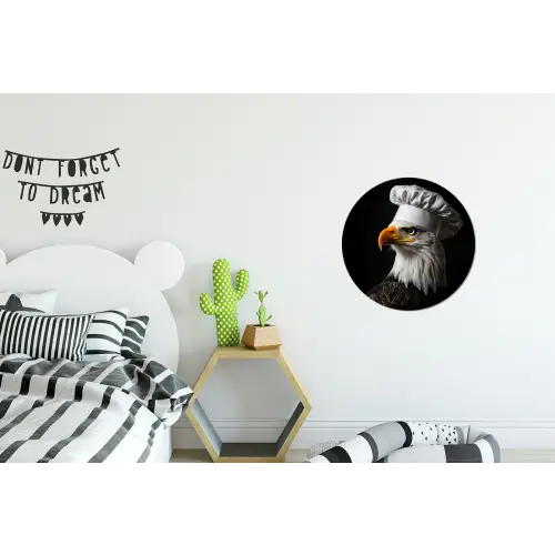 Arend -Amerika - Koksmuts - Vogel - Stoer Wandcirkel aluminium klein -kinderkamer