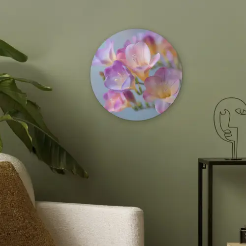 Bloemen - Paars - Overloop - Meeldraden Akoestische PET Vilt - Rond klein -sfeer2