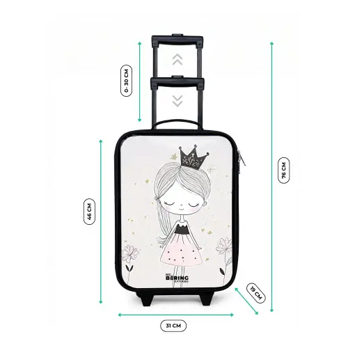Prinses met zwart jurkje Kinderkoffer - Zwart klein -productfoto_formaten