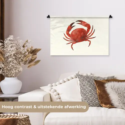 Krab - Felrood - Poten Wandkleed katoen klein -sfeer1