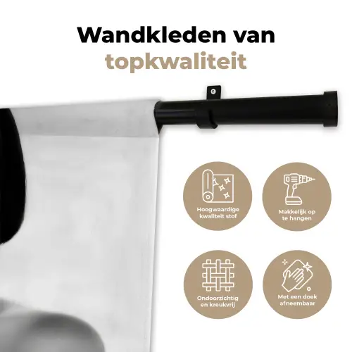 Vrouw - Lolly - Zwart - Wit Wandkleed katoen klein -sfeer2